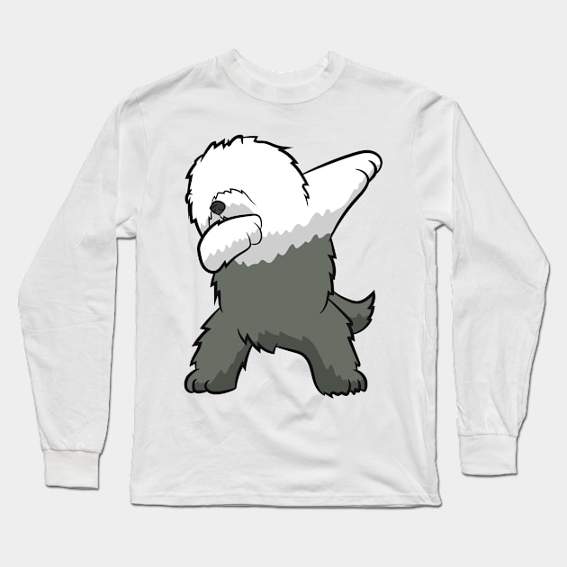 Dabbing English Sheepdog Dog Dancing Old English Sheepdog Long Sleeve T-Shirt by EQDesigns